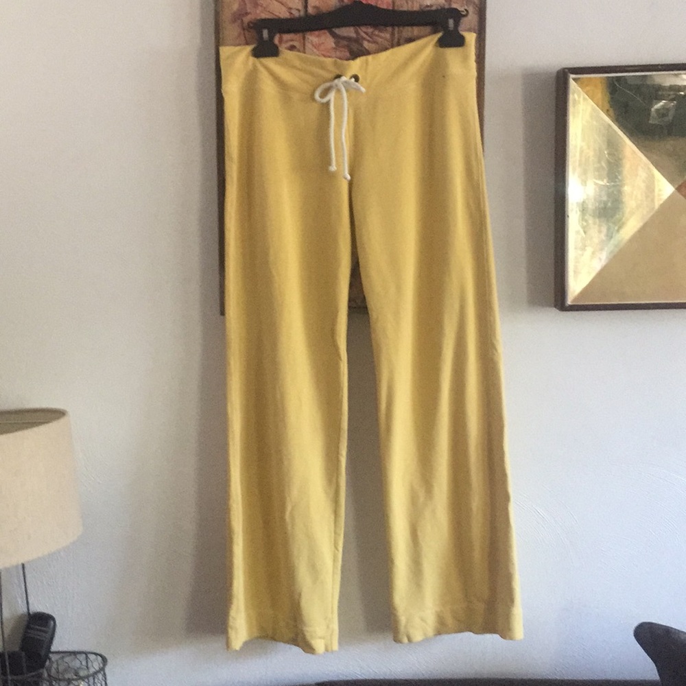 J. CREW STRETCH DISTRESSED VINTAGE YELLOW WIDE LEG PANTS LOUNGE PANT PJ M